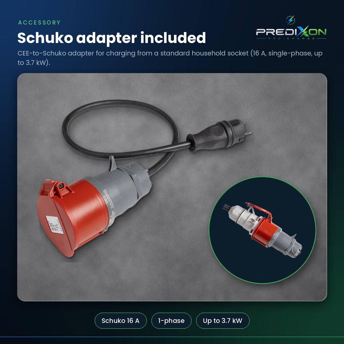 CEE to Schuko adapter